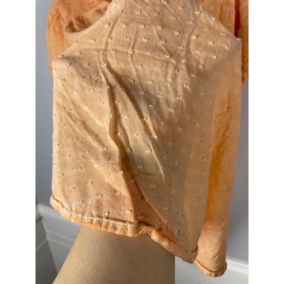 Torrid, Size 2X, Orange/Pink Swiss Dot Blouse, Lightweight, V-Neck, Flowy - Picture 2 of 8